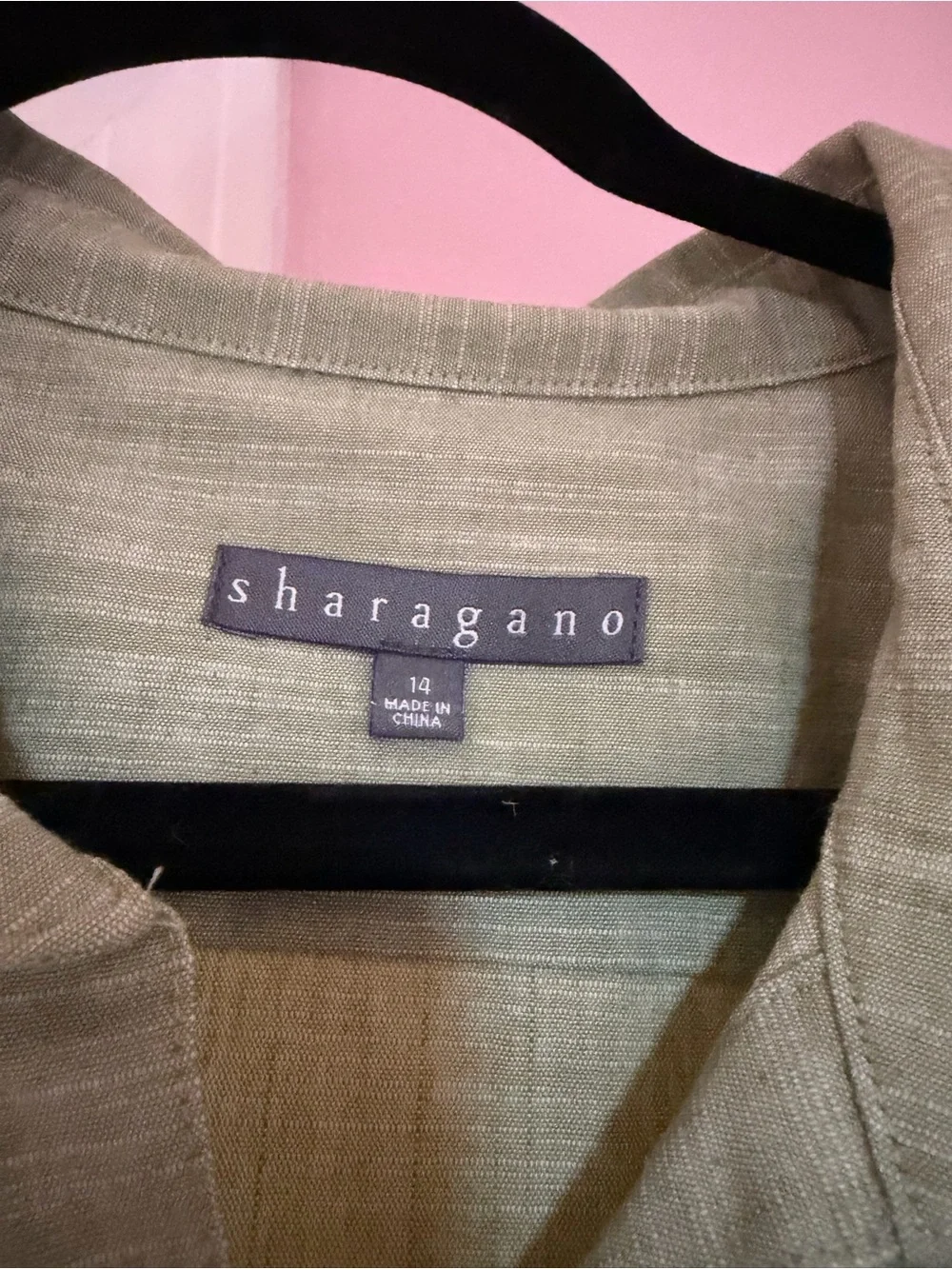 Sharagano Light Olive Button-Front Tunic Shirt